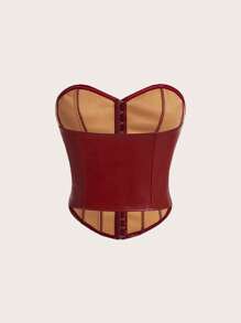 SHEIN MOD Women's Red Pu Leather Tube Top