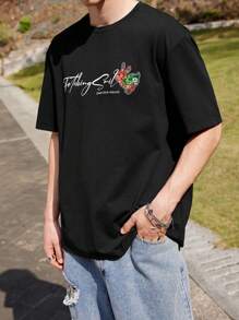 Manfinity VCAY Men's Knitted Crewneck Short Sleeve T-Shirt - Black - View 4