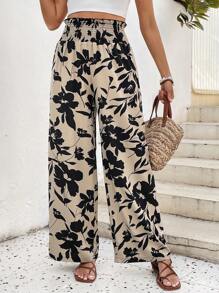 Breezaya Pantaloni A Gamba Larga In Vita Elastica Stampati Con Fiori
