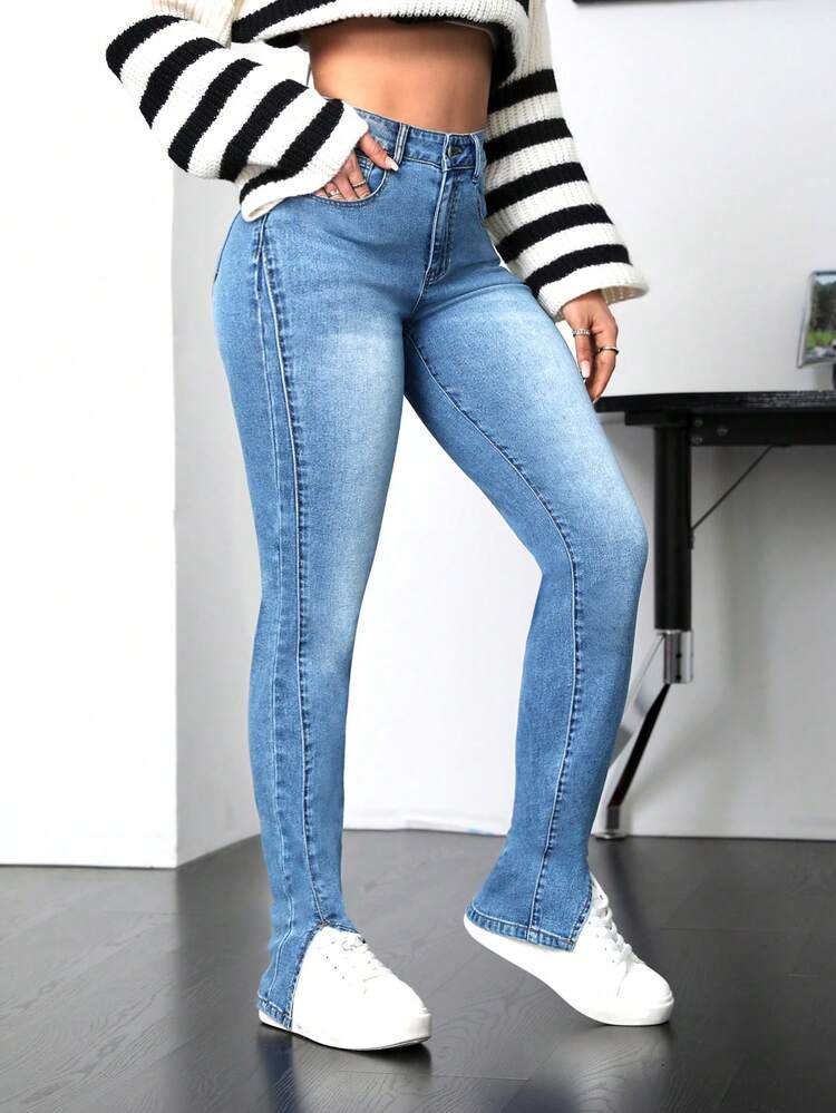 Women'S Split Hem Denim Pants