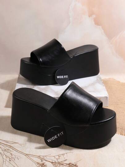 SHUZIA Sandalias De Cuña Simples De Color Sólido Para Mujer