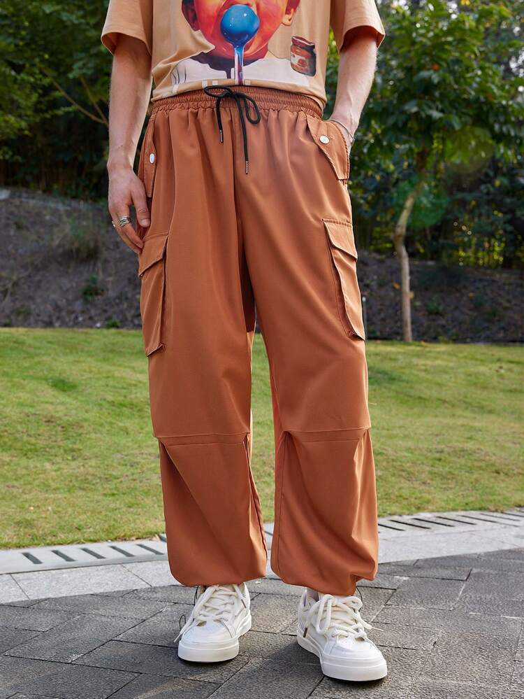 Men's Solid Color Utility Casual Pants
