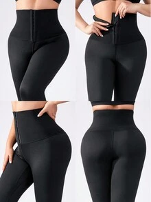 Women's Tummy Control Body Shaping Leggings - Black - View 8