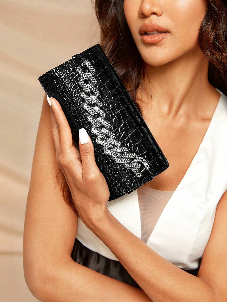 SHEIN Belle 女性時尚黑色手拿包 - 黑色 - 查看 1