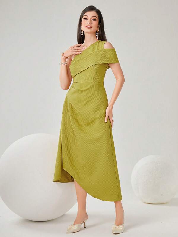 Modelyn Ladies' Texture One Shoulder Dress Long Evening Dresses