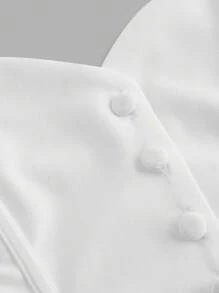 SHEIN MOD 女士纯色前扣抹胸上衣 - 白色 - 查看 3