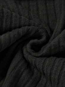 SHEIN MOD Einfarbiges geripptes Strick-Bandeau-Top mit Tunnelzug an der Seite - Schwarz - Übersicht 7