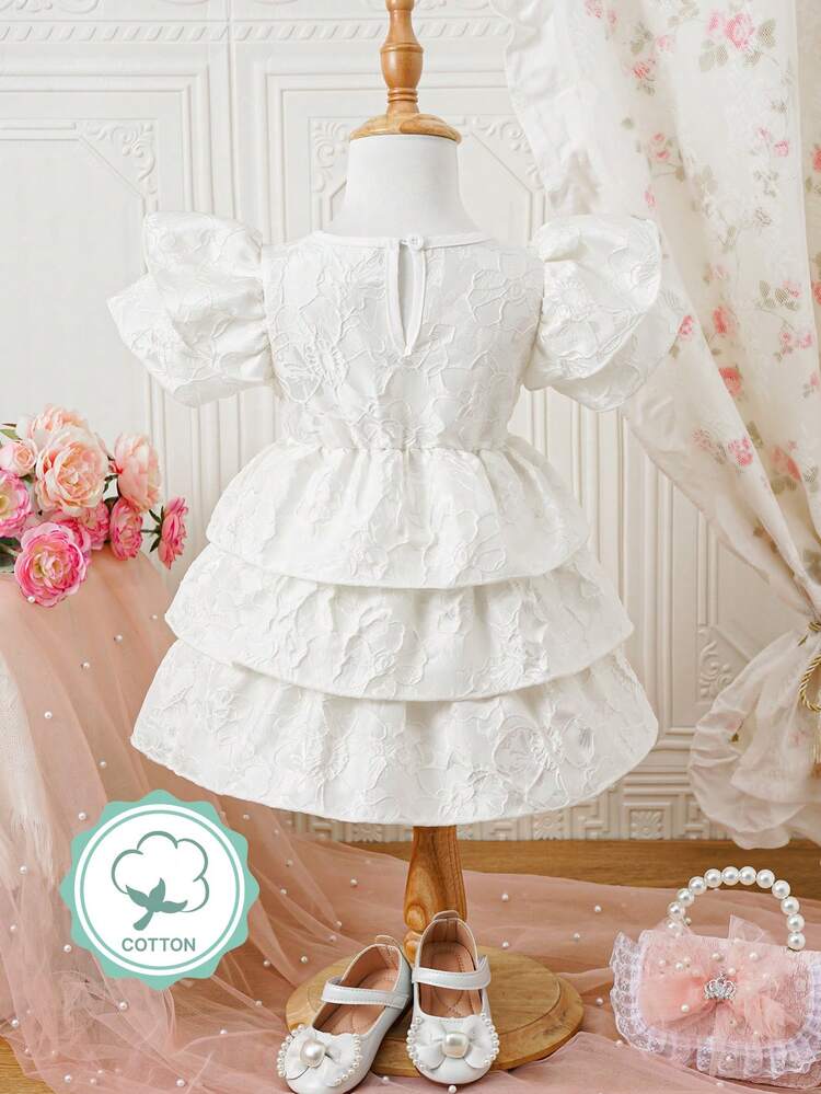 Baby Girl Elegant Gorgeous Jacquard Dress For Daily, Casual, And Special Occasions In Spring And Summer