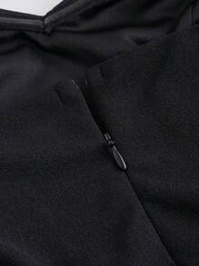 SHEIN MOD 女式露肩夸张袖连衣裙 - 黑色 - 查看 4