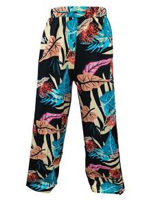 Women's Crop Top And Printed Long Pants Set - Multicolor - View 3