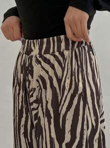 FRIFUL Designer Women's Zebra Print Elastic Waist Long Pants - Multicolor - View 6