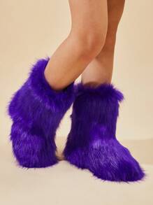 Women's Mid-Calf Warm Anti-Slip Boots With Personalized & Fashionable Decoration - Purple - View 6