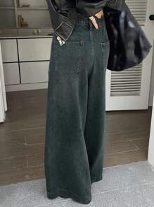 Dazy Star Women's Vintage Loose Fit Wide Leg Jeans For Casual Wear,Baggy Jeans - Dark Wash - View 2