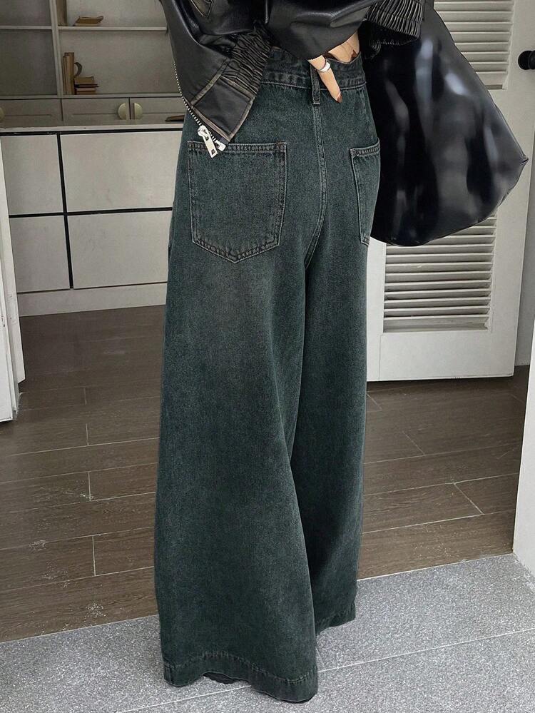 Women's Vintage Loose Fit Wide Leg Jeans For Casual Wear,Baggy Jeans