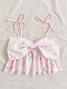 Soleia Vacation Style Shoulder Tie Bowknot Women's Tank Top - Multicolor - View 2