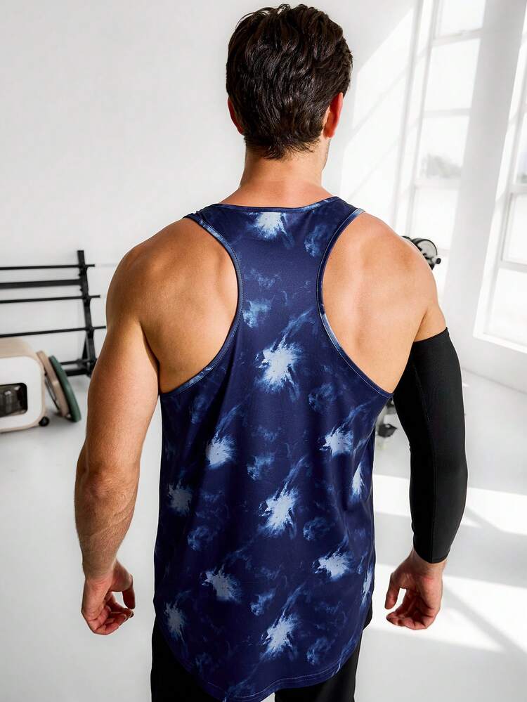 Herren Batik Muster Racerback Workout Tank Top mit geometrischem Rücken, Workout Tops