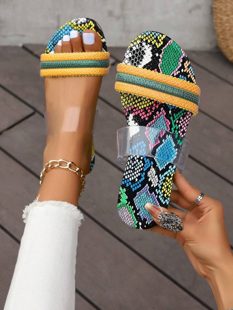 女士時尚舒適的圓頭黃色涼鞋,帶有踝帶和扁平鞋底,適合休閒穿著 - 黃色 - 查看 1