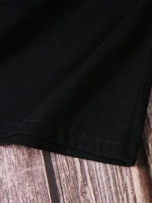 SHEIN 大码太阳和月亮印花圆领 T 恤图案 T 恤女式上衣 - 黑色 - 查看 4