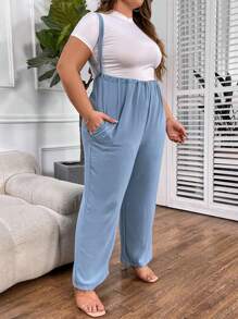 SHEIN CURVE+ Mono Camisola De Corte Holgado Para Mujer Talla Grande - Azul - Ver 3
