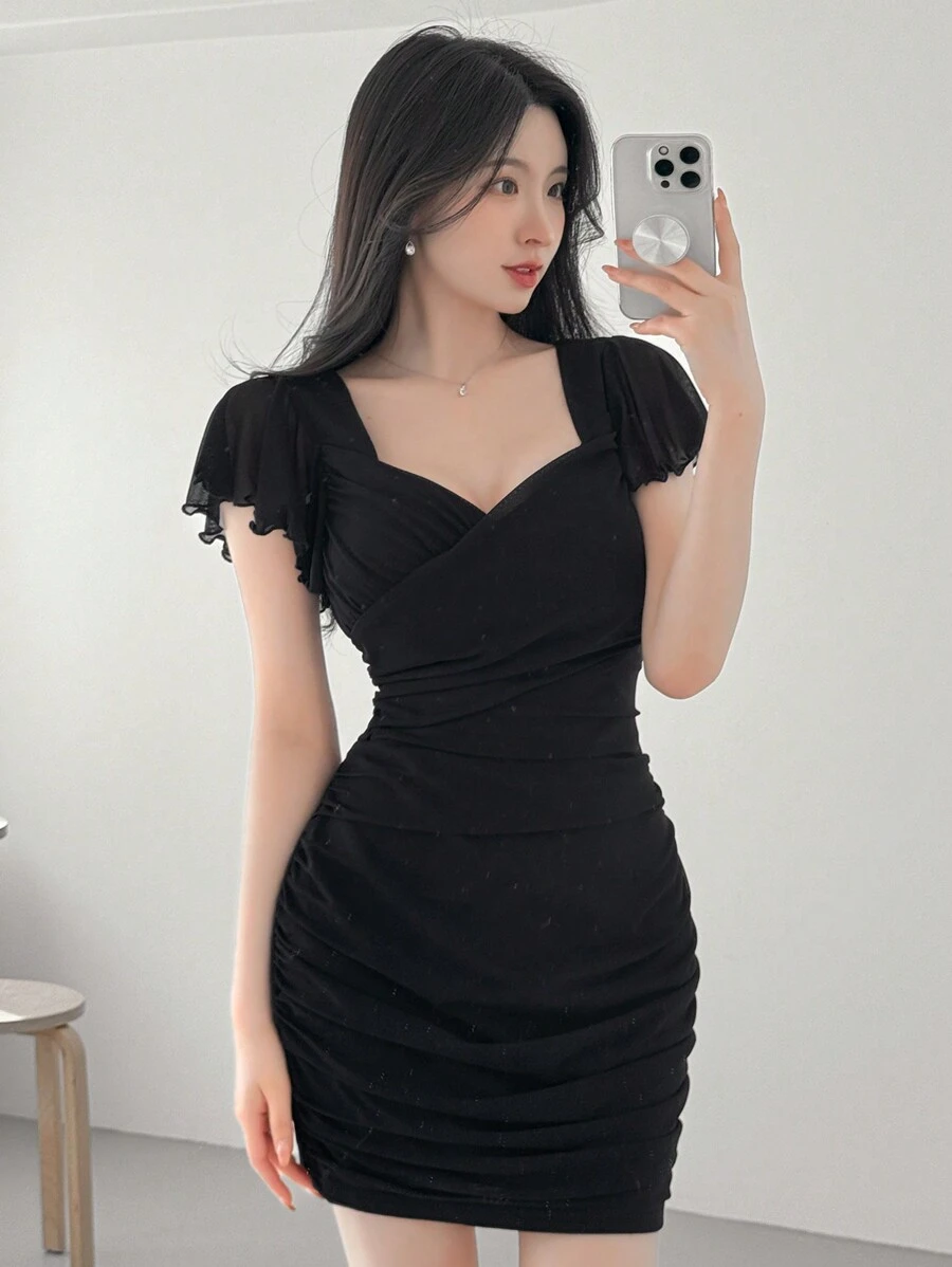 DAZY Women'S Sweetheart Neckline Bodycon Dress Short Dress Summer Sundress,Dress For Wedding Cocktail Dress - Black - View 1