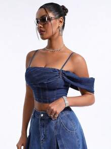 SHEIN BAE Denim Camisole Top - Blue - View 1