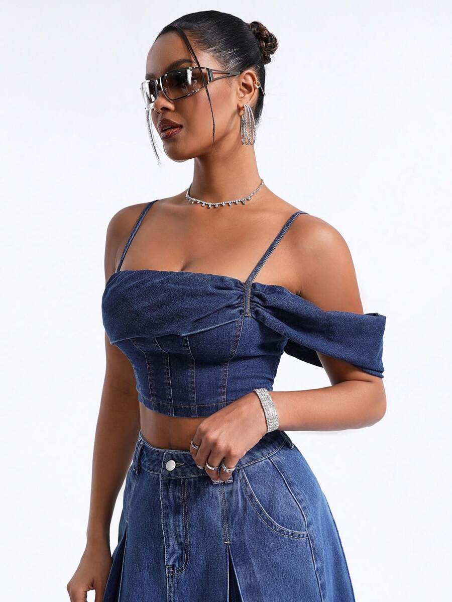 SHEIN BAE Denim Camisole Top - Blue - View 1