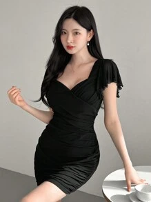 DAZY Women'S Sweetheart Neckline Bodycon Dress Short Dress Summer Sundress,Dress For Wedding Cocktail Dress - Black - View 3