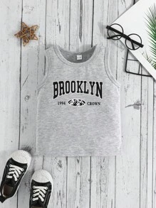 Baby Boy Letter Print Round Neck Casual Tank Top - Multicolor - View 7