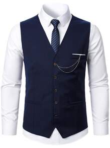 Manfinity Mode Chaleco De Traje Casual De Negocios Para Hombre