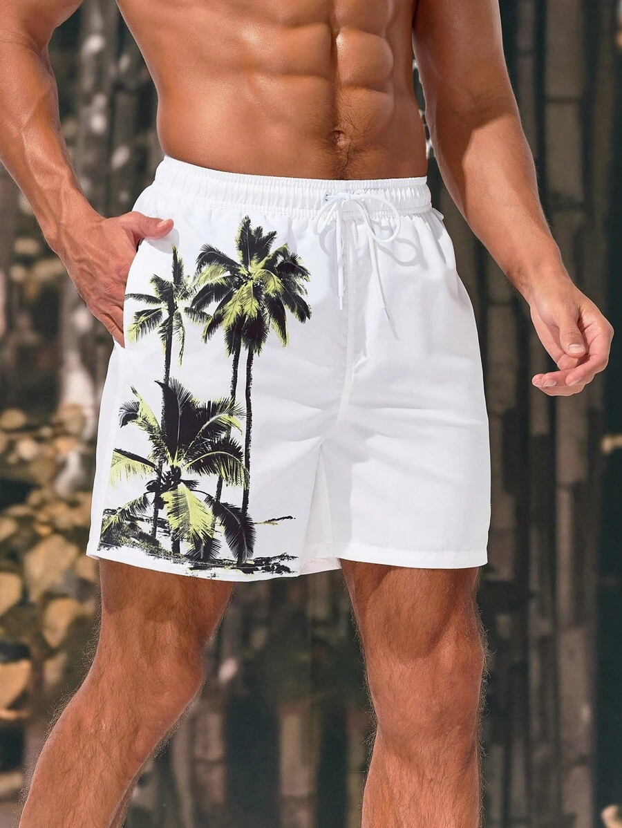 Surfspeed Men's Printed Drawstring Shorts - White - View 1