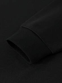 Men's Skull Pattern And Slogan Print Sweatshirt - Black - View 6