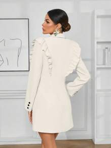 Aveloria 荷葉邊長袖西裝外套洋裝 - 杏色 - 查看 2