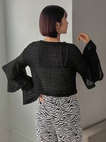 FRIFUL Ladies' Perspective Double Layer Ruffle Hem T-Shirt Long Sleeve Women Tops