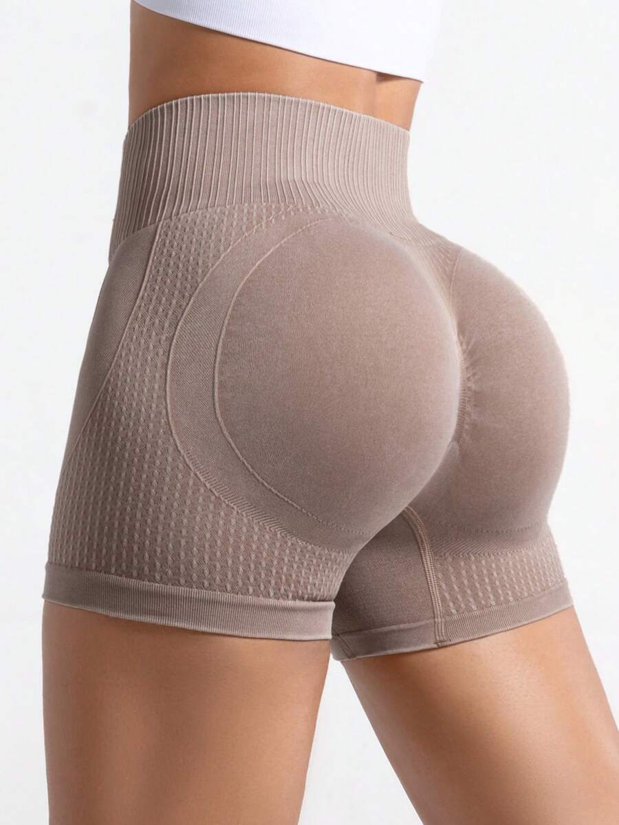 Easithlete Seamless Sports Shorts Brown Shorts - Khaki - View 1