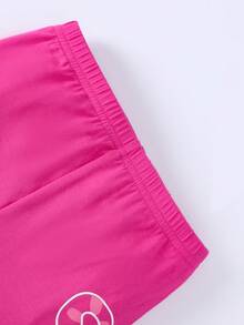 SHEIN Cô Gái Trẻ Dệt kim Dễ thương Móng mèo Mô hình Liền mạch Giải trí Quần short Đối với Phân lớp - Nhiều màu - Xem 3