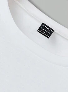 SHEIN LUNE Của phụ nữ Vui In con gà trống Áo thun Với Slogan - trắng - Xem 4