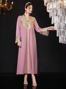 Al Najma 鋸齒狀領長袖連衣裙 - 粉色 - 查看 8