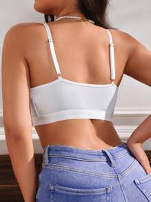 SHEIN Plus Size Lace Decorated Wirefree Bra - White - View 2