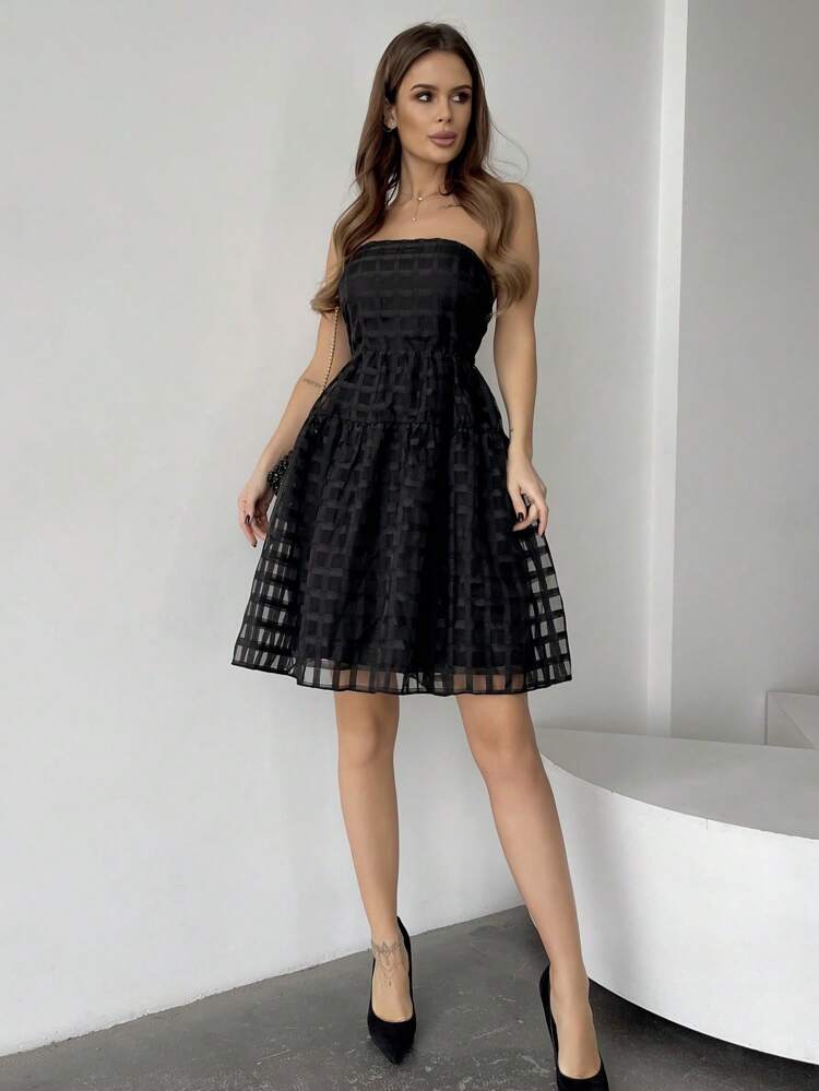 Organza Strapless Dress Party Dress, Semi Formal Dress