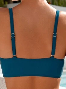 Swim Basics Conjunto de bikini de unicolor para mujer para playa de verano