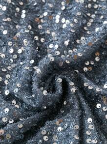 SHEIN Clasi Plus Size Women's Long Sleeve Sparkly Shirt - Grey - View 3
