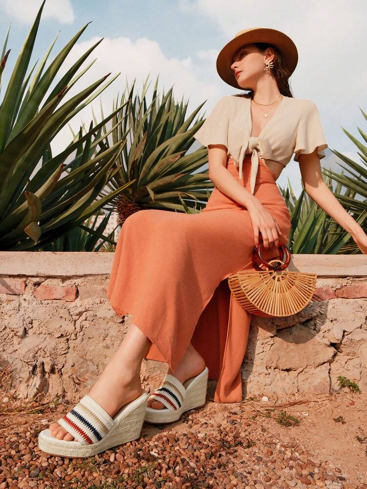 Women's Retro Style Hemp Rope Woven Platform Slide Sandals