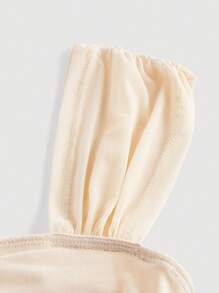 SHEIN MOD 纯色褶皱方领吊带背心 - 杏色 - 查看 3