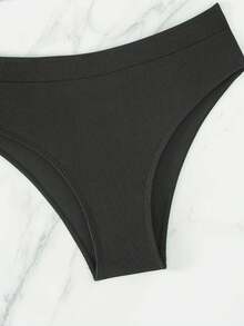 SHEIN Swim Bộ bikini dây chéo lưng có gân cho nữ, Bộ bikini Bộ đồ tắm Trang phục đi biển Kỳ nghỉ hè Bãi biển mùa hè - màu đen - Xem 4