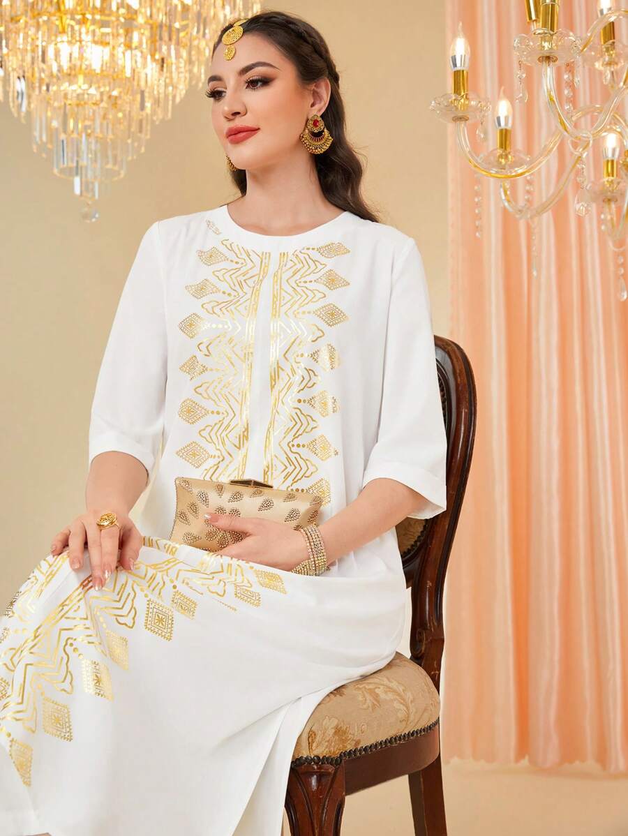 Divindia 女士幾何圖案印花庫爾蒂頂部 - 白色 - 查看 1