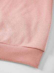 SHEIN EZwear 大尺碼女款字母印花圓領運動衫 - 淺粉色 - 查看 5