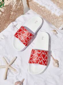 SheIn VCAY Women's Heart Pattern Slippers For Casual Beach Style - Multicolor - View 4