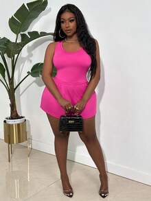 Slaydiva 大尺碼女士單色背心短褲套裝,多件組合 - 彩色 - 查看 10