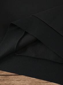 Men's Skull Pattern And Slogan Print Sweatshirt - Black - View 5