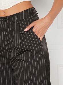 SHEIN Unity Striped Print Slant Pocket Wide Leg Pants